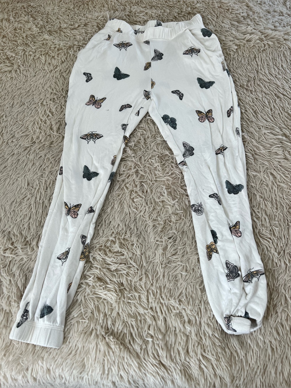 Gilly Hicks White Butterfly Print Sleep Leggings